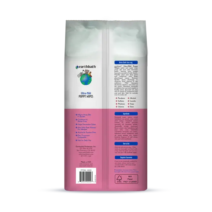 Puppy Wipes Earthbath Wild Cherry - 100's