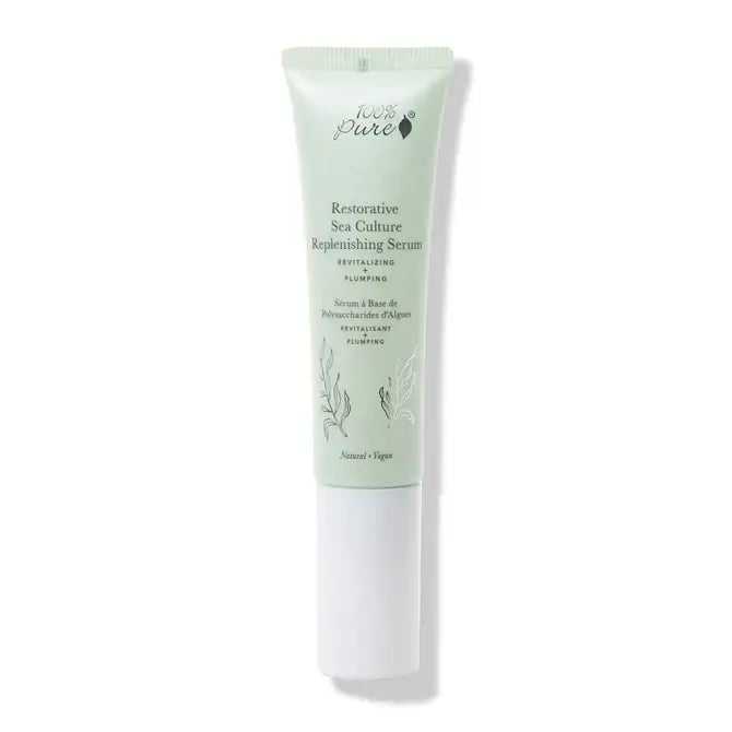 Restorative Sea Culture Replenishing Serum in a green tube for natural skin hydration and rejuvenation.