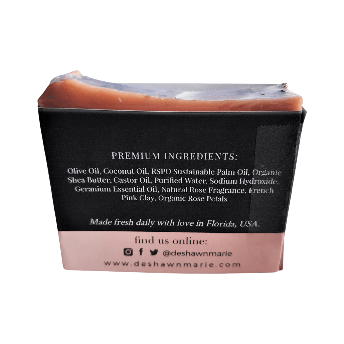 Rose Geranium Bar Soap - Soap Boutique, showcasing premium natural ingredients on packaging.