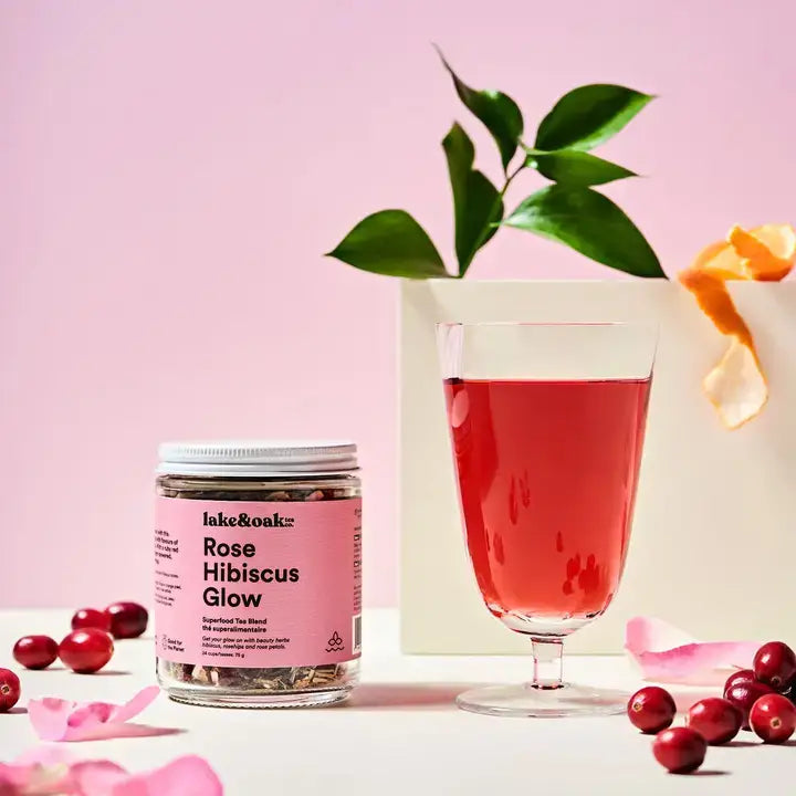 Rose Hibiscus Glow – Superfood Tea Blend (75g) | Lake & Oak