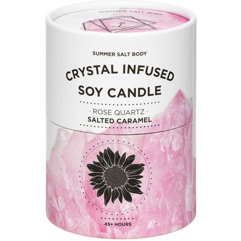 Crystal Infused Soy Candle - Rose Quartz x Salted Caramel