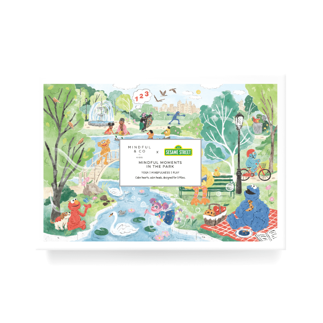 Mindful Moments with Sesame Street Floor Puzzle showcasing vibrant park scene with beloved characters.