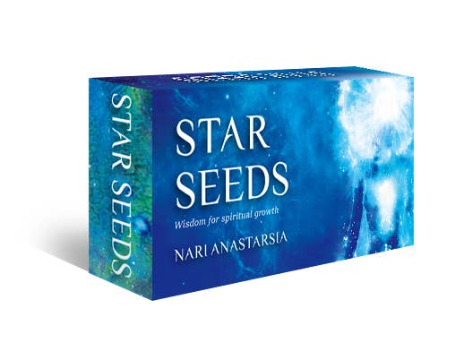 Star Seeds Cards – Spiritual Inspiration box design featuring cosmic imagery for spiritual growth.