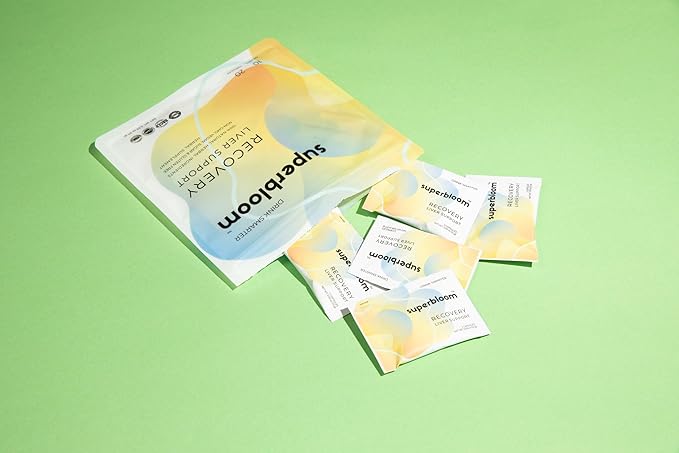 Superbloom Recovery Liver Support | Liver Detox with DHM, Turmeric, Milk Thistle | 10 Sachets, 20 Capsules | Enjoy The Night, Own The Morning
