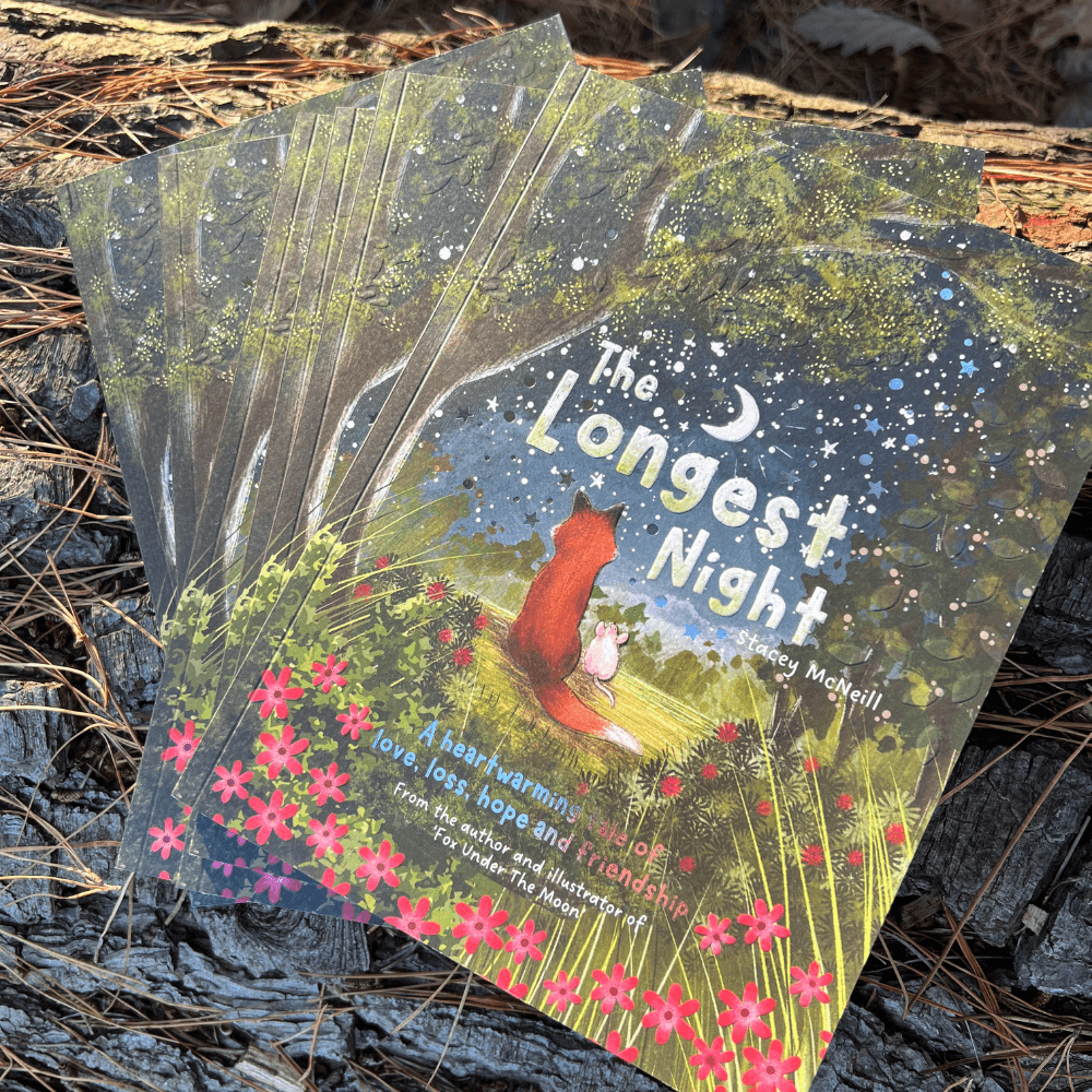 Cover image of The Longest Night Paperback Book + bookmark by Stacey McNeill, featuring Fox and Vixen.