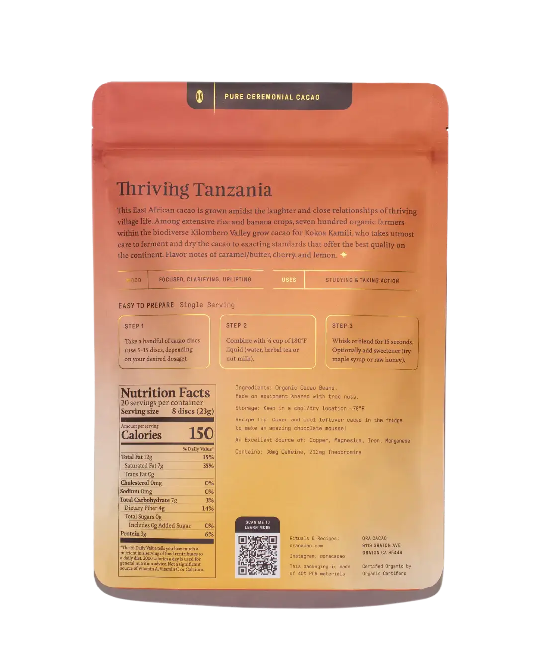 Thriving Tanzania - 100% Pure Organic Ceremonial Cacao