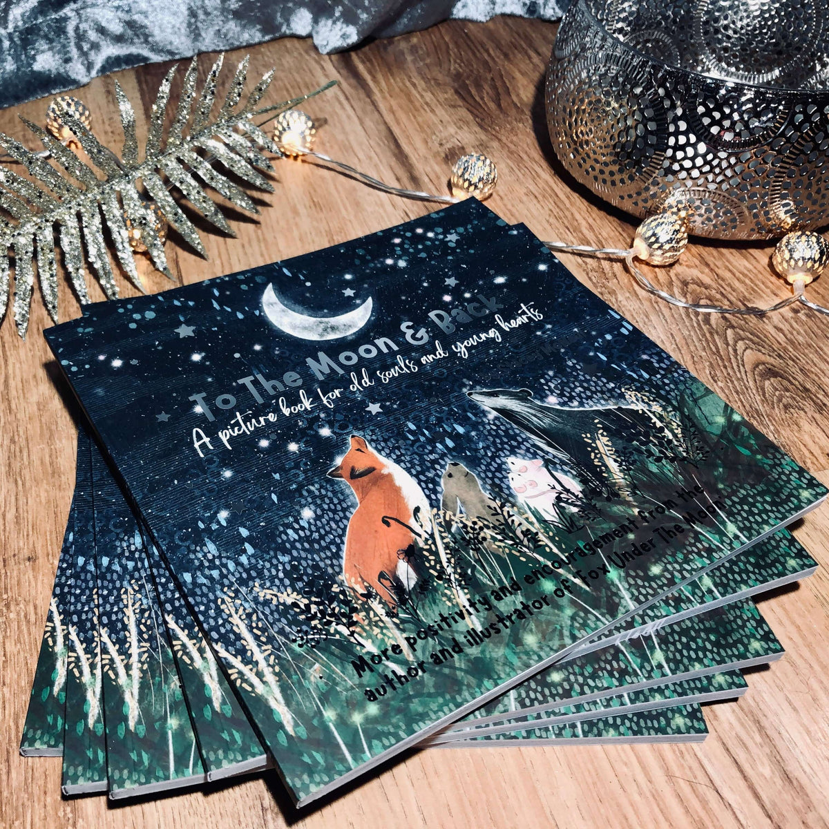 To The Moon & Back - Fox Under The Moon - 2 picture book cover featuring Fox and Moon with beautiful illustrations.