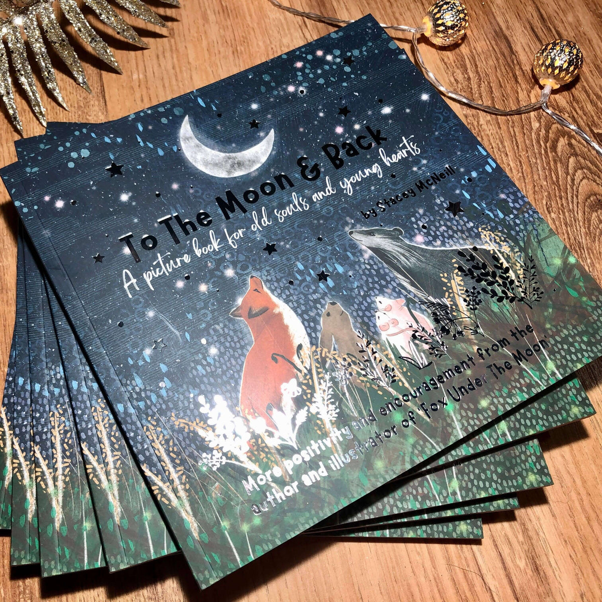 To The Moon & Back - Fox Under The Moon - 2 picture book cover featuring Fox and Moon in a night sky.