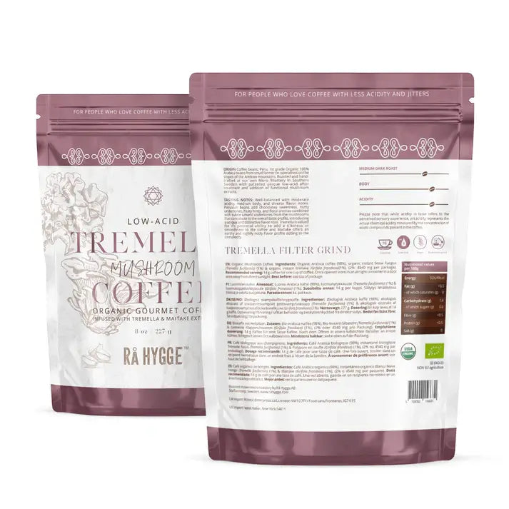 Beauty Mushroom Filter Coffee - Snow Fungus (Tremello) & Maitake - 8oz 227 g Ra Hygge