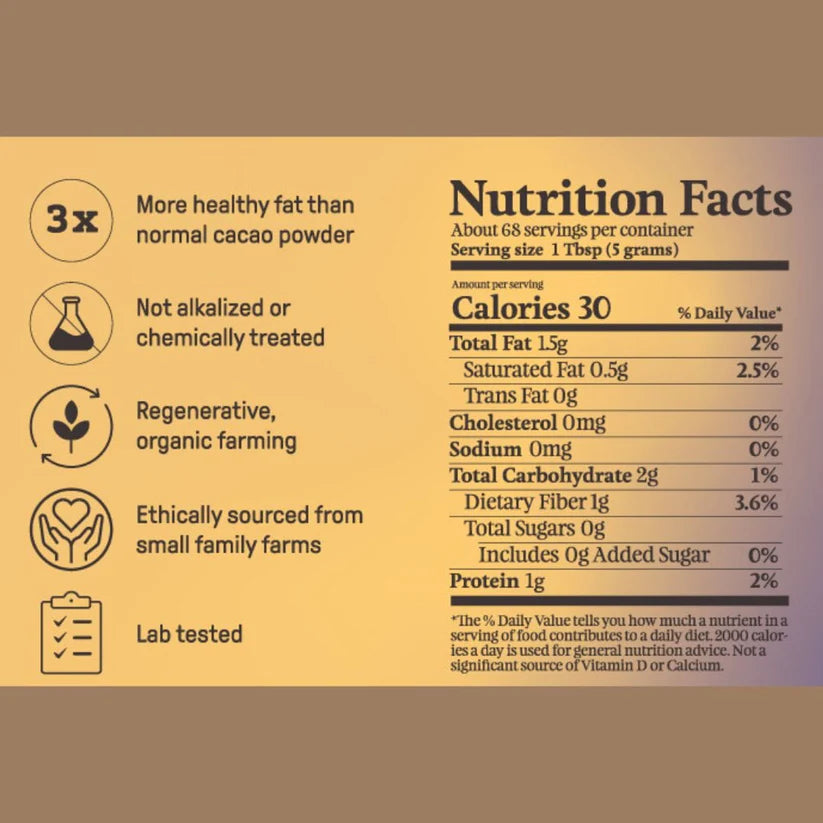 Triple Fat Cacao Powder, 100% Cacao 340g - Ora Cacao