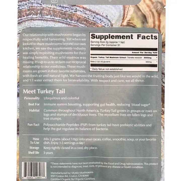 Turkey Tail Fruiting Body 1:1 Water Extracted & Organic – ORA Cacao