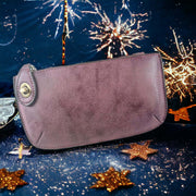 Vegan Clutch Bag Cross Body Wristlet - Aubergine