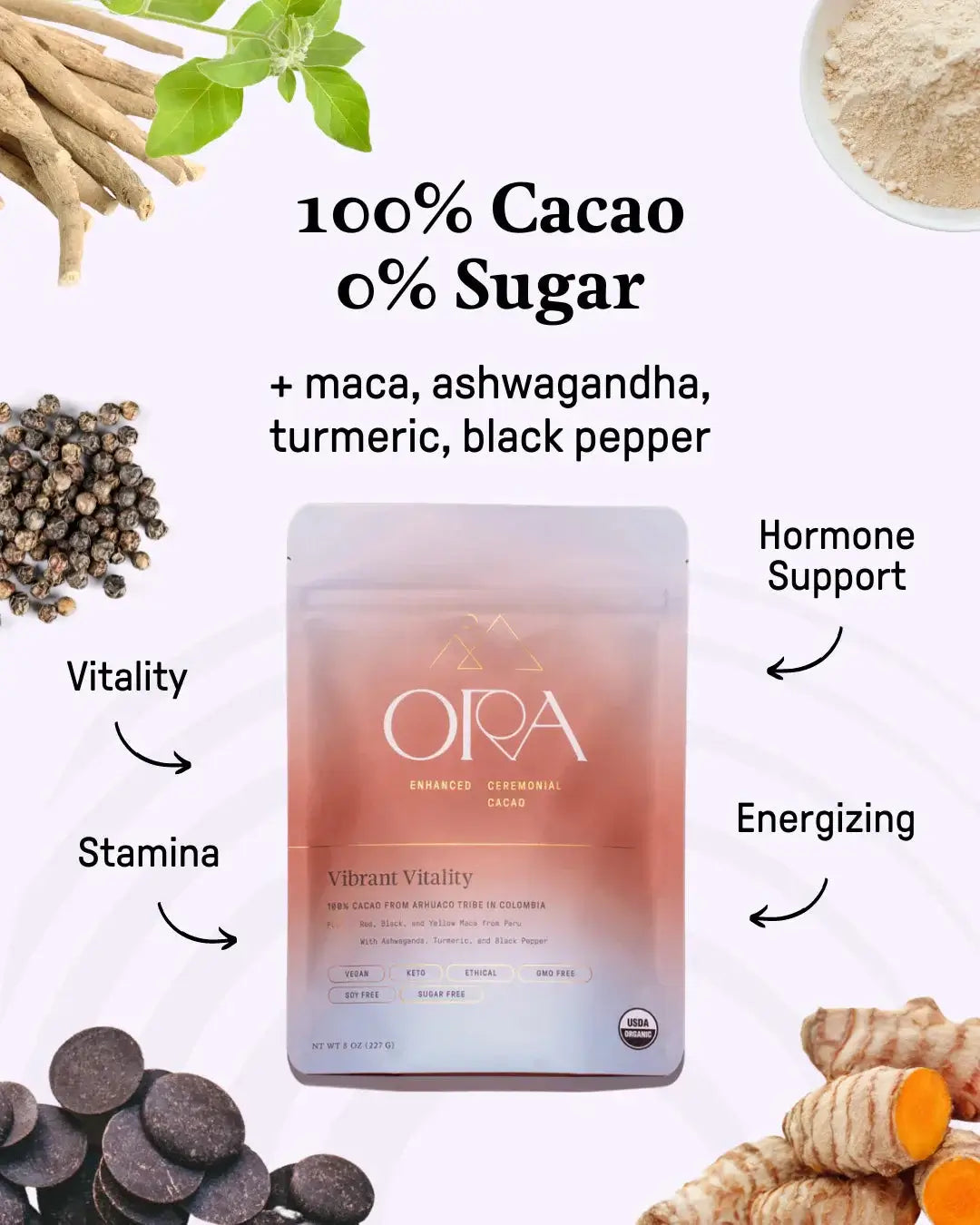 Vibrant Vitality - Enhanced 100% Pure Organic Ceremonial Cacao