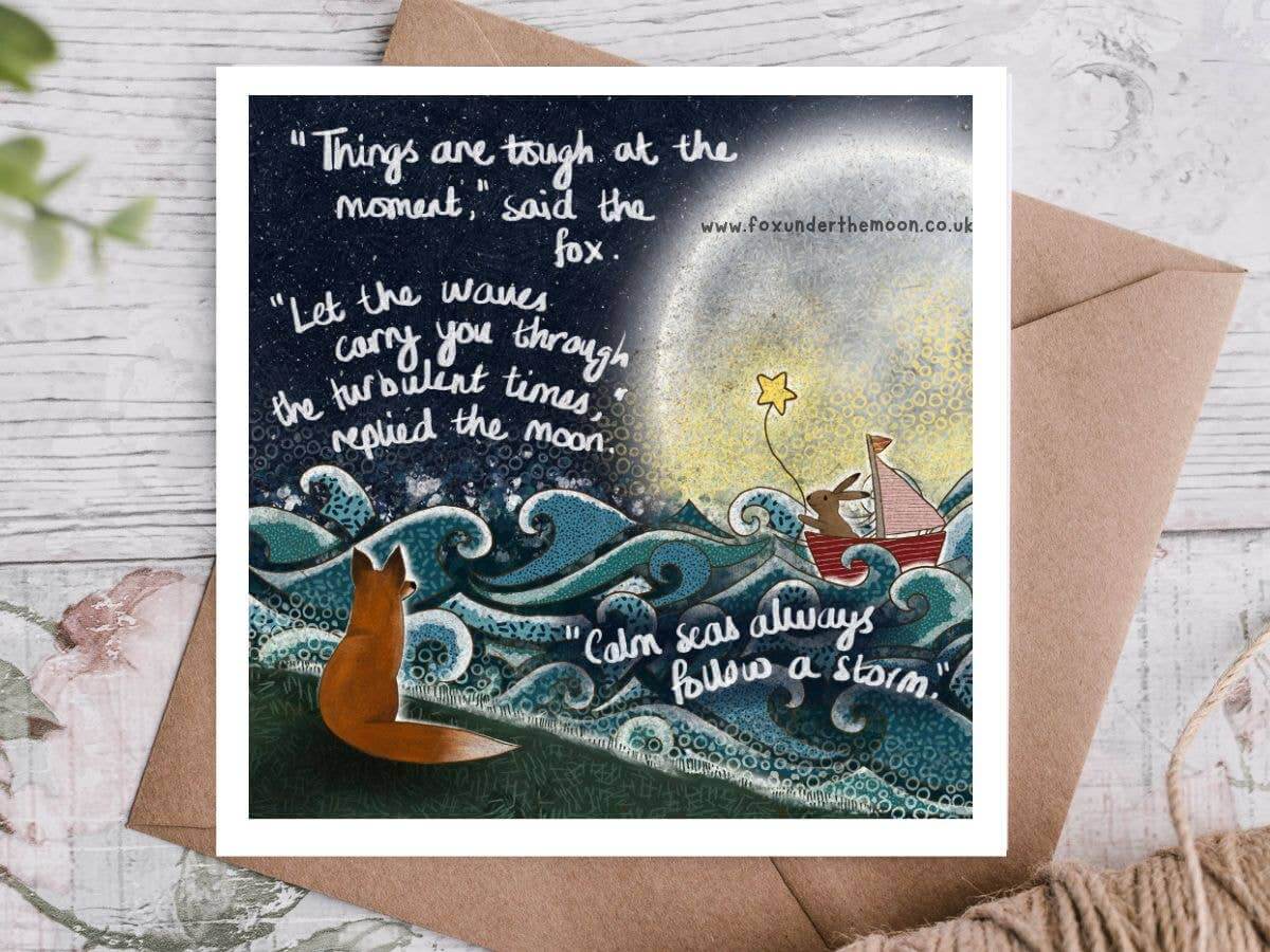 Waves Soothing & Encouragement Card by Fox Under The Moon with calming imagery and reassuring quote.