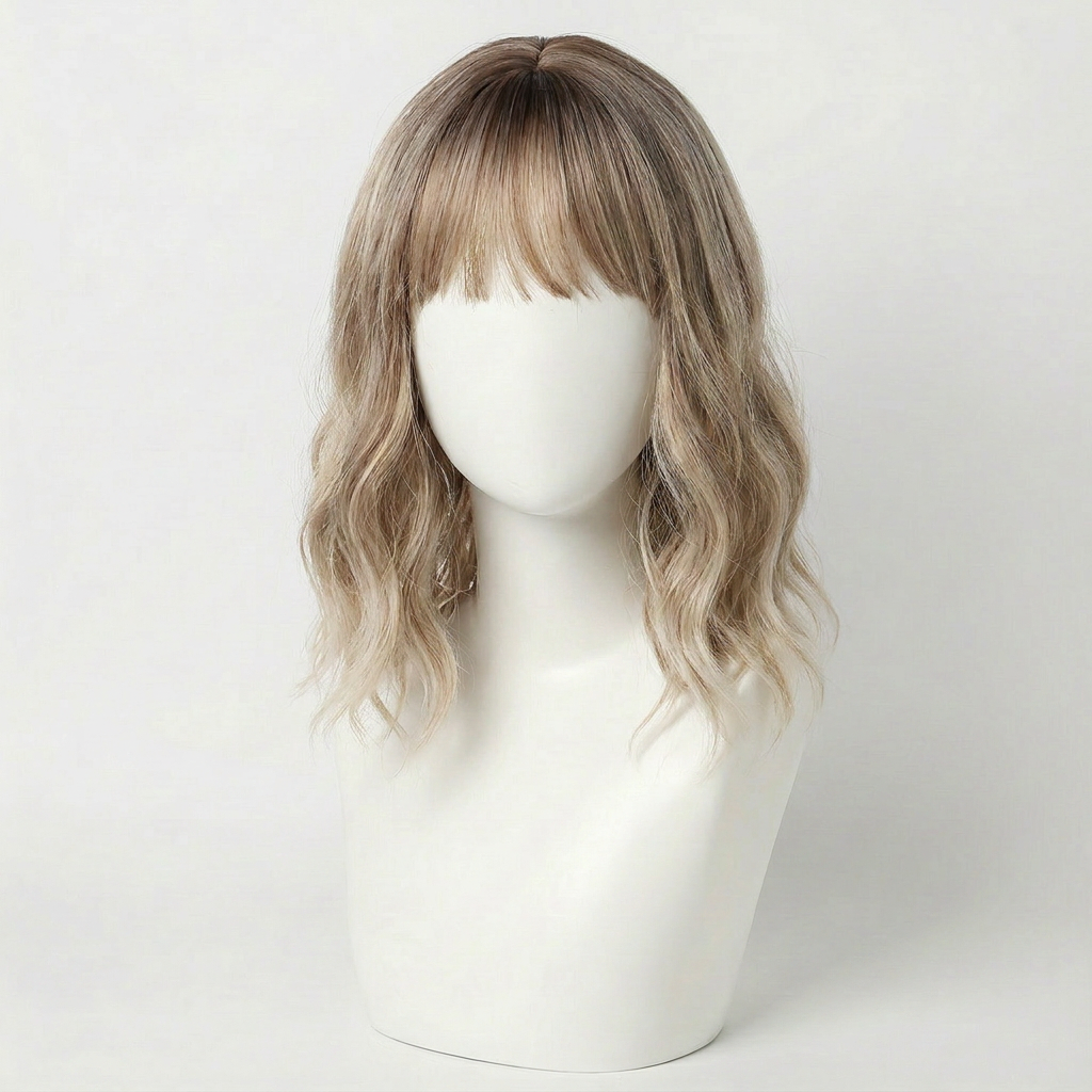 "Rebecca" - Short Blonde Body Wave Wig with Bangs