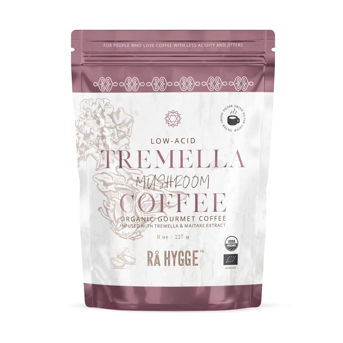 Tremella&Maitake Mushroom Coffee, Filter Ground  - 8oz 227 g Ra Hygge