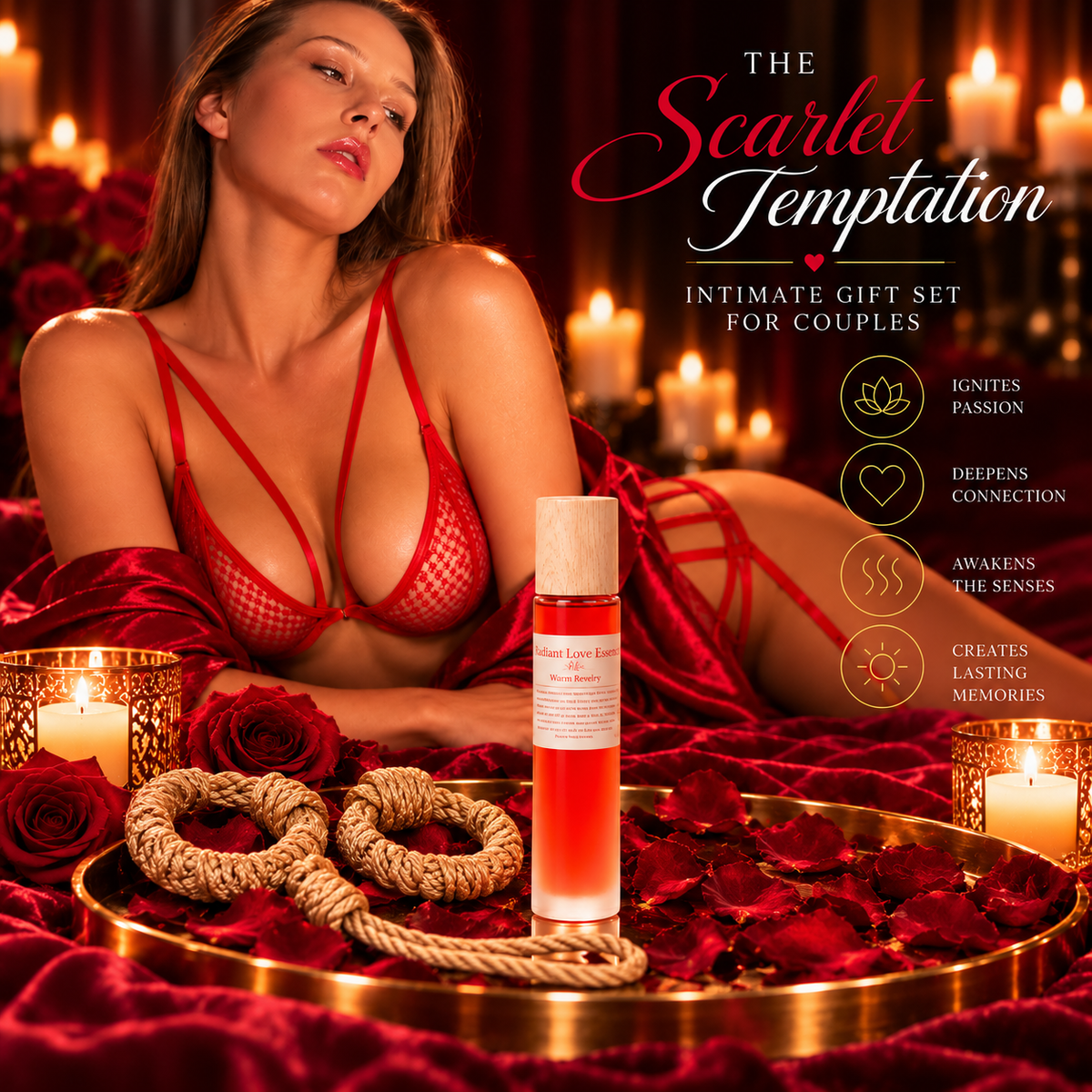 The Scarlet Temptation romantic gift set lifestyle image