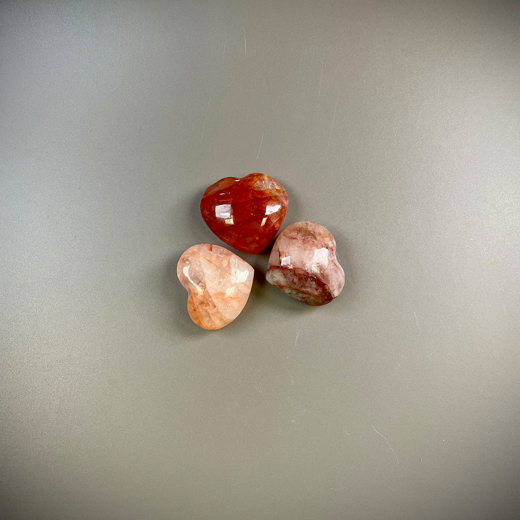 Red Hematoid Quartz Crystal Hearts