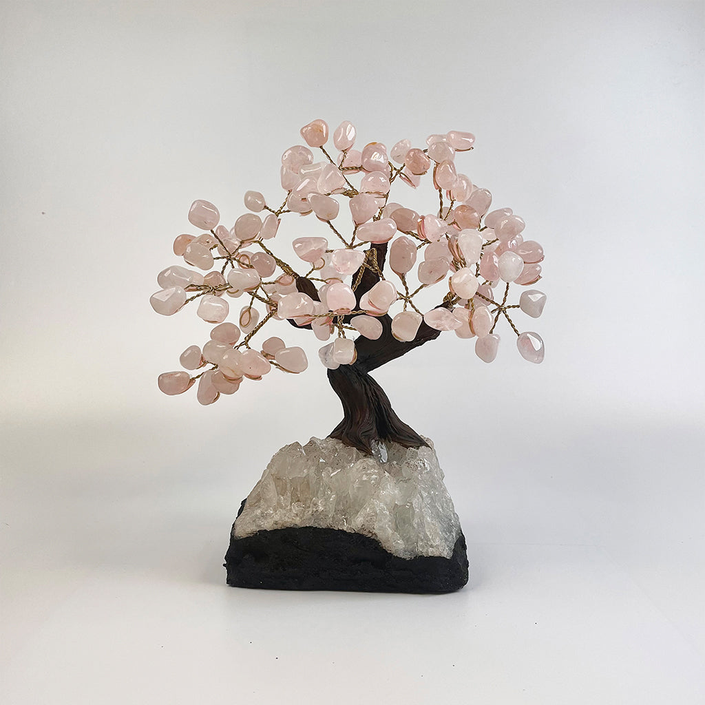 Rose Quartz Gemstone Tree 9" - Handmade by Brazil Gems