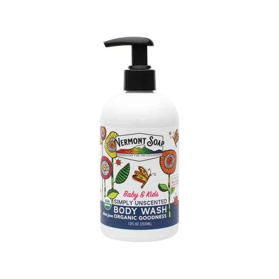 Baby & Kids Simply Unscented Body Wash 12oz / 355ml - Vermont Soap