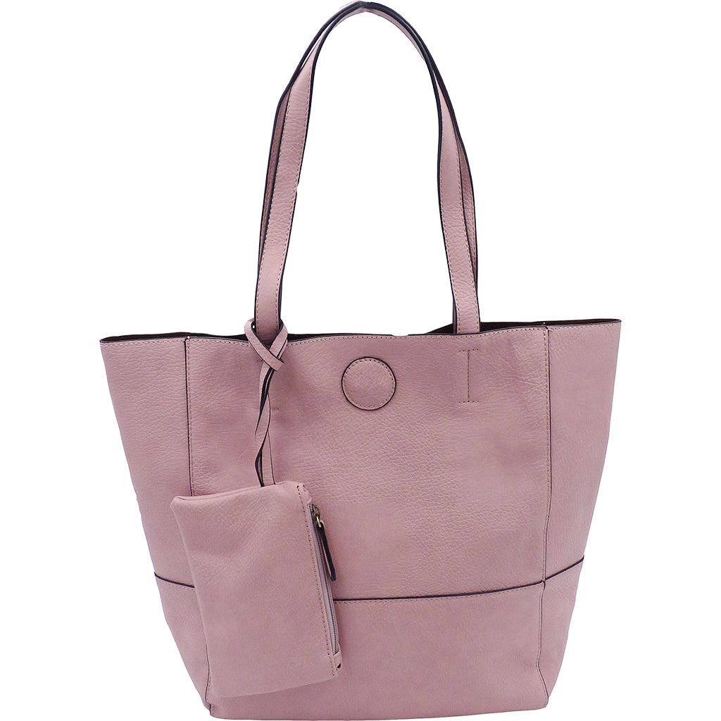 Raw Edge Tote Handbag With Coinpurse - Blush