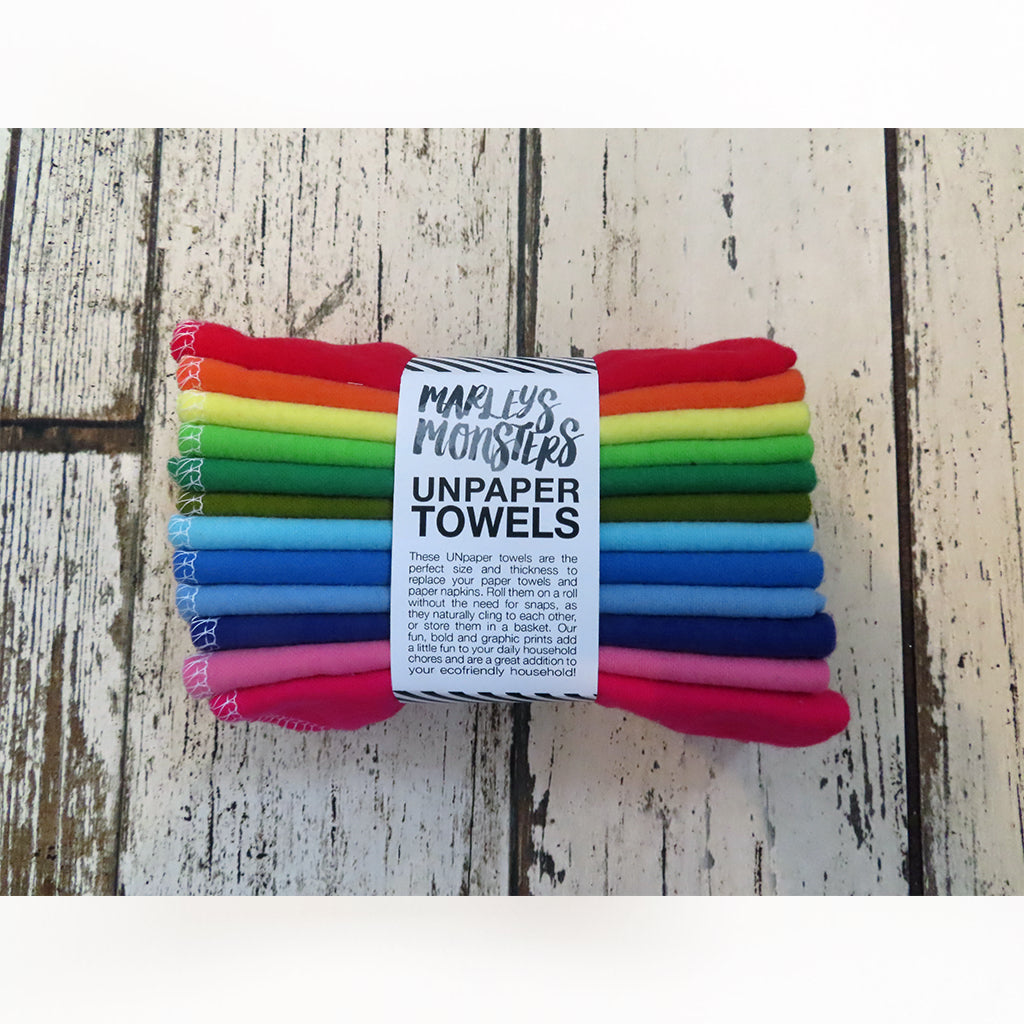 UNpaper Towels x 12 - Rainbow by Marley's Monsters-Live in the Light Naturally Ltd