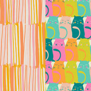 Face Mask - with Ear Loops. Colourful Kitties & Sherbert Stripe by Marley's Monsters