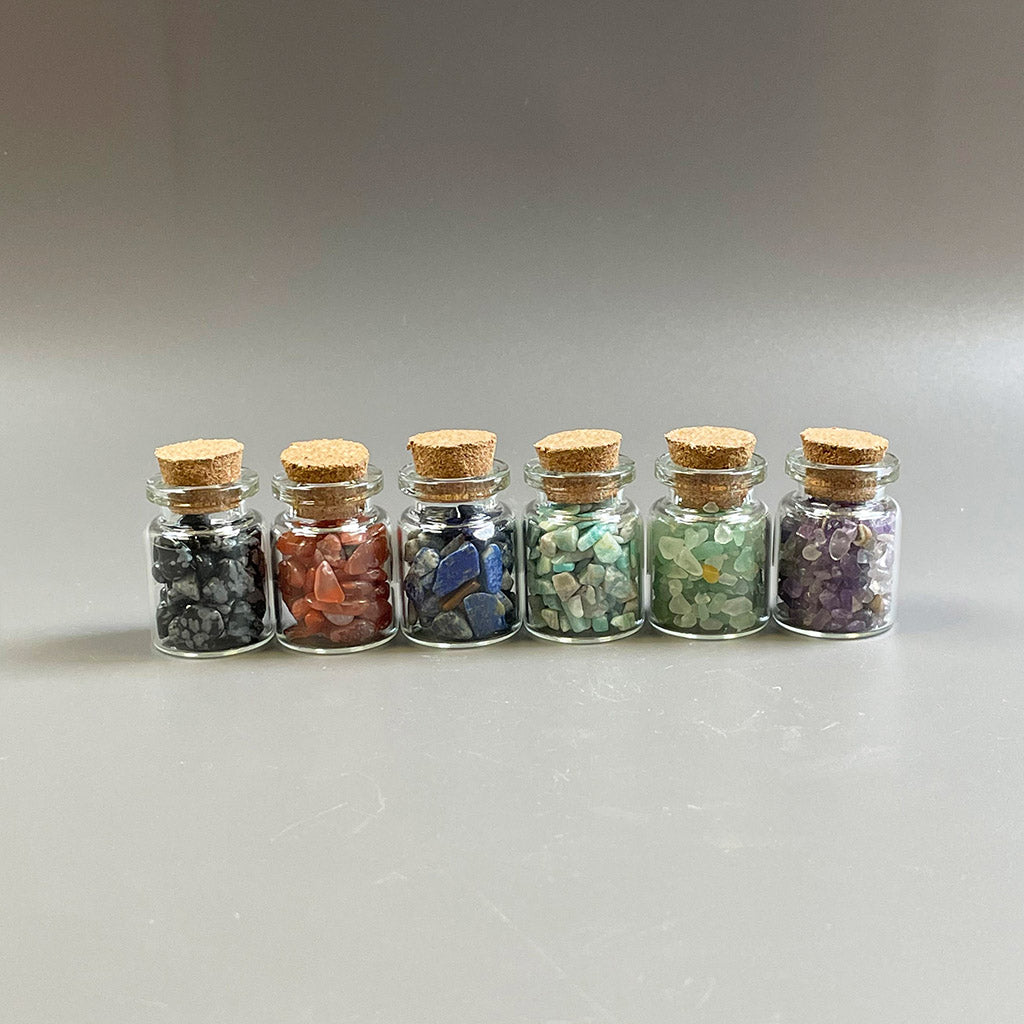 Gemstone Crystal Wishing Bottle Set of Six 5mls - Set 5