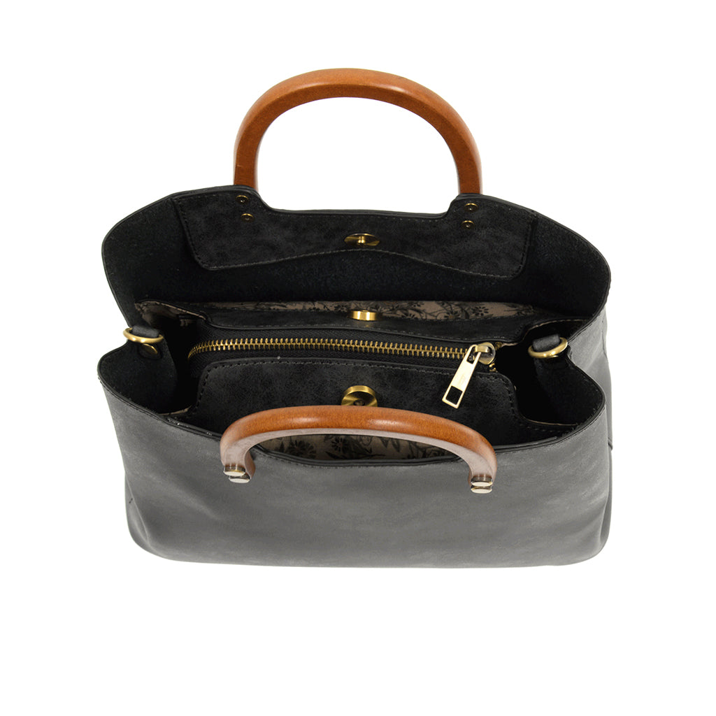 Angie Vintage Satchel - Black-Live in the Light Naturally Ltd