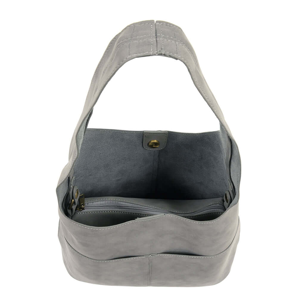Jenny Faux Suede Hobo - Dusty Blue