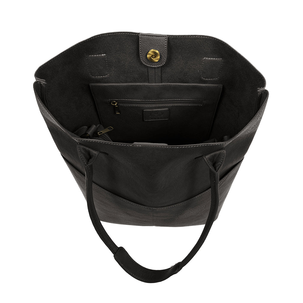 Kelly North South Front Pocket Tote - Black-Live in the Light Naturally Ltd