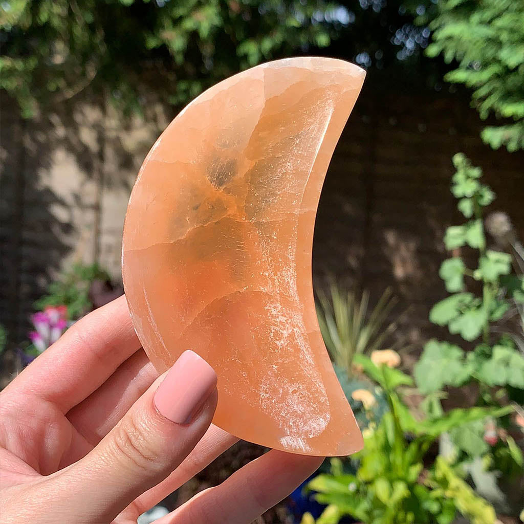 Peach Selenite Moon Bowl