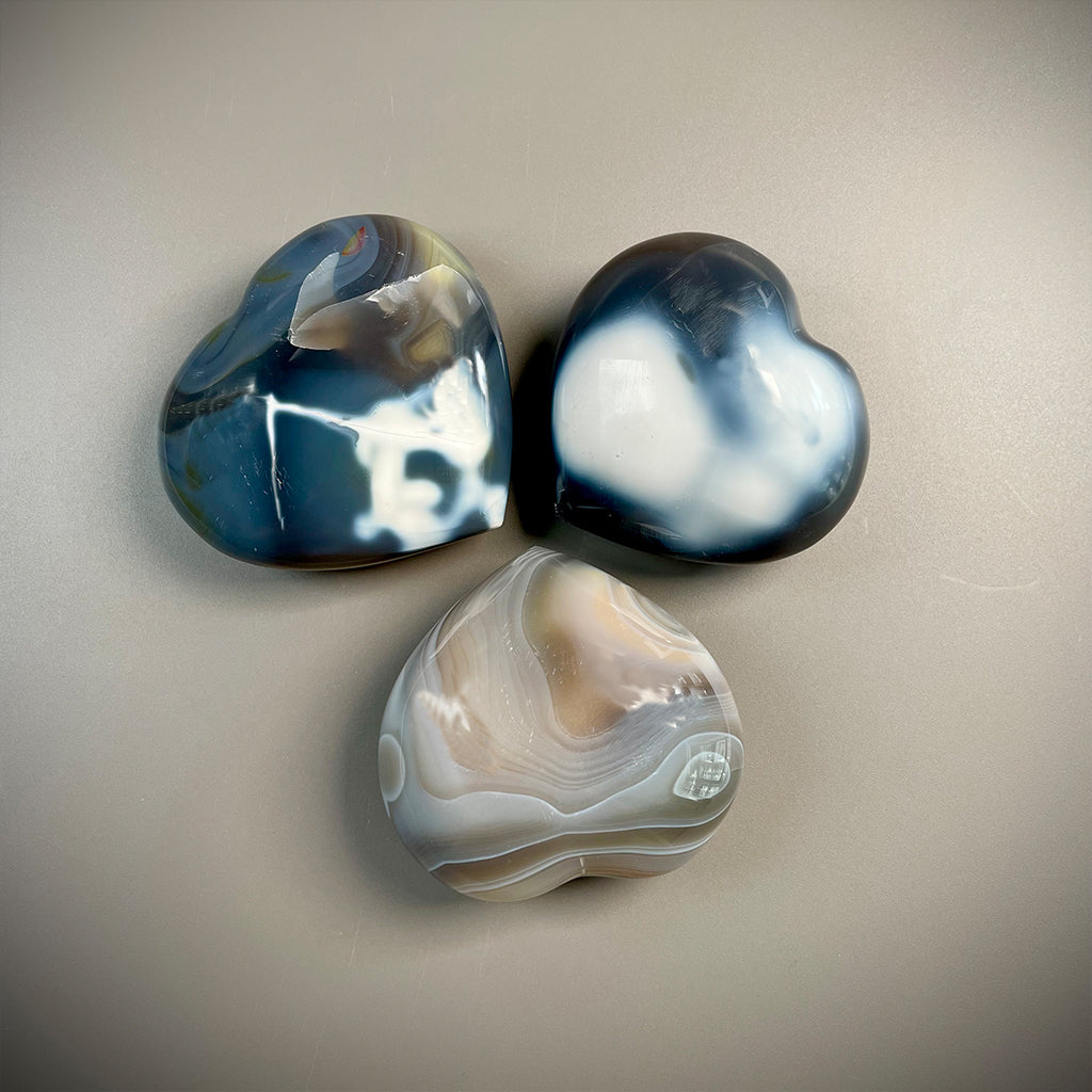 Orca Agate Crystal Hearts