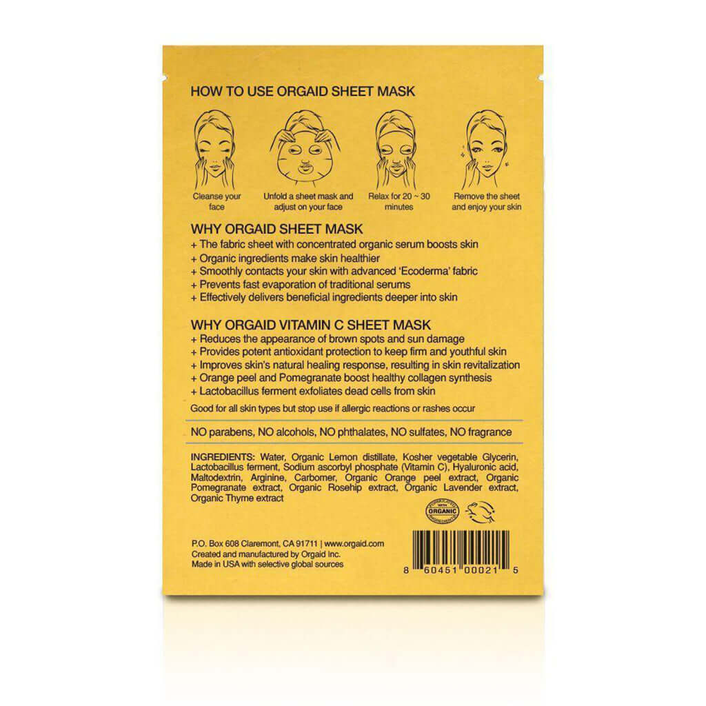 Organic Sheet Mask - Orgaid - Vitamin C & Revitalizing x 1