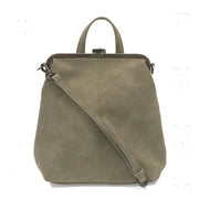 Phyllis Nubuck Frame Convertible Backpack - Cement