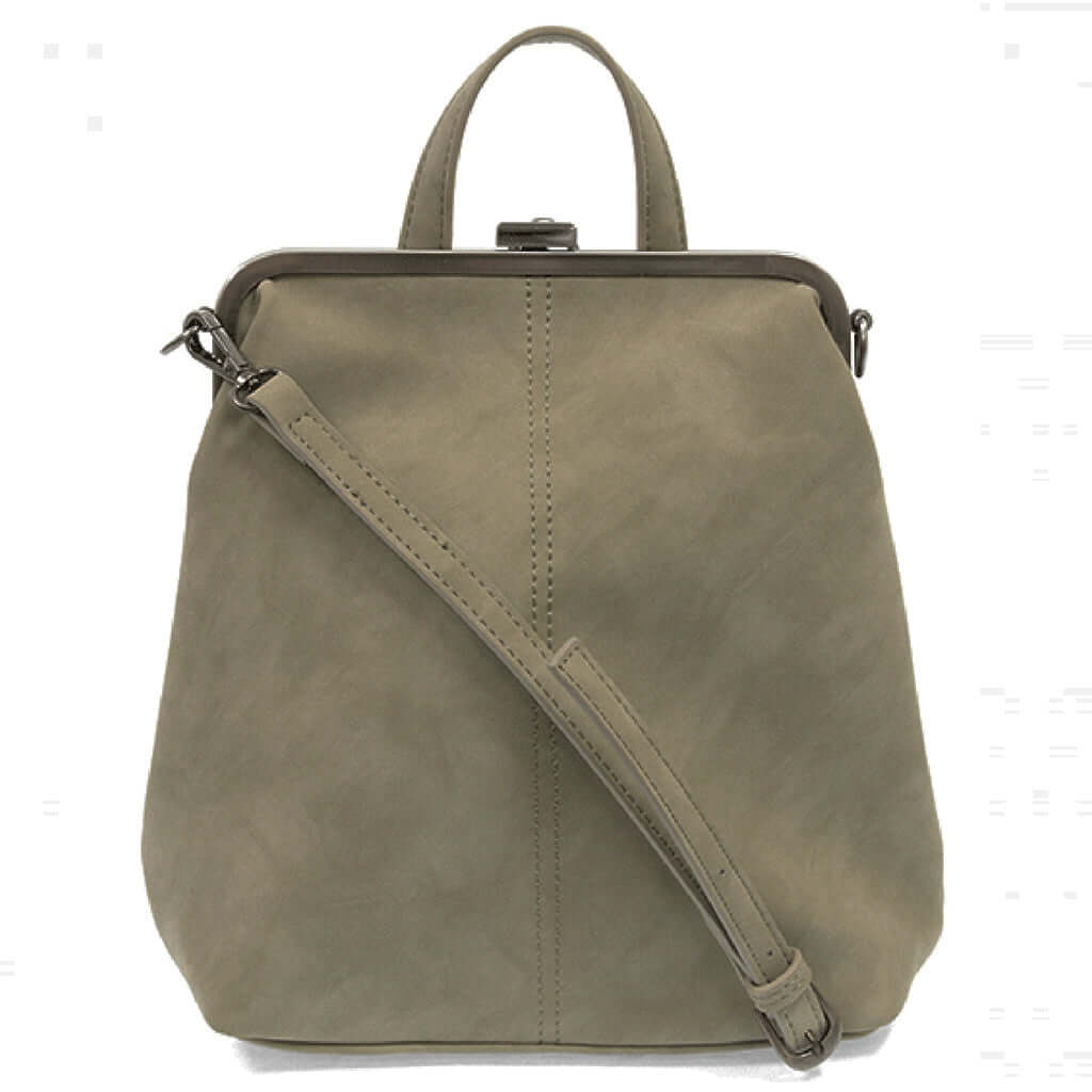 Phyllis Nubuck Frame Convertible Backpack - Cement