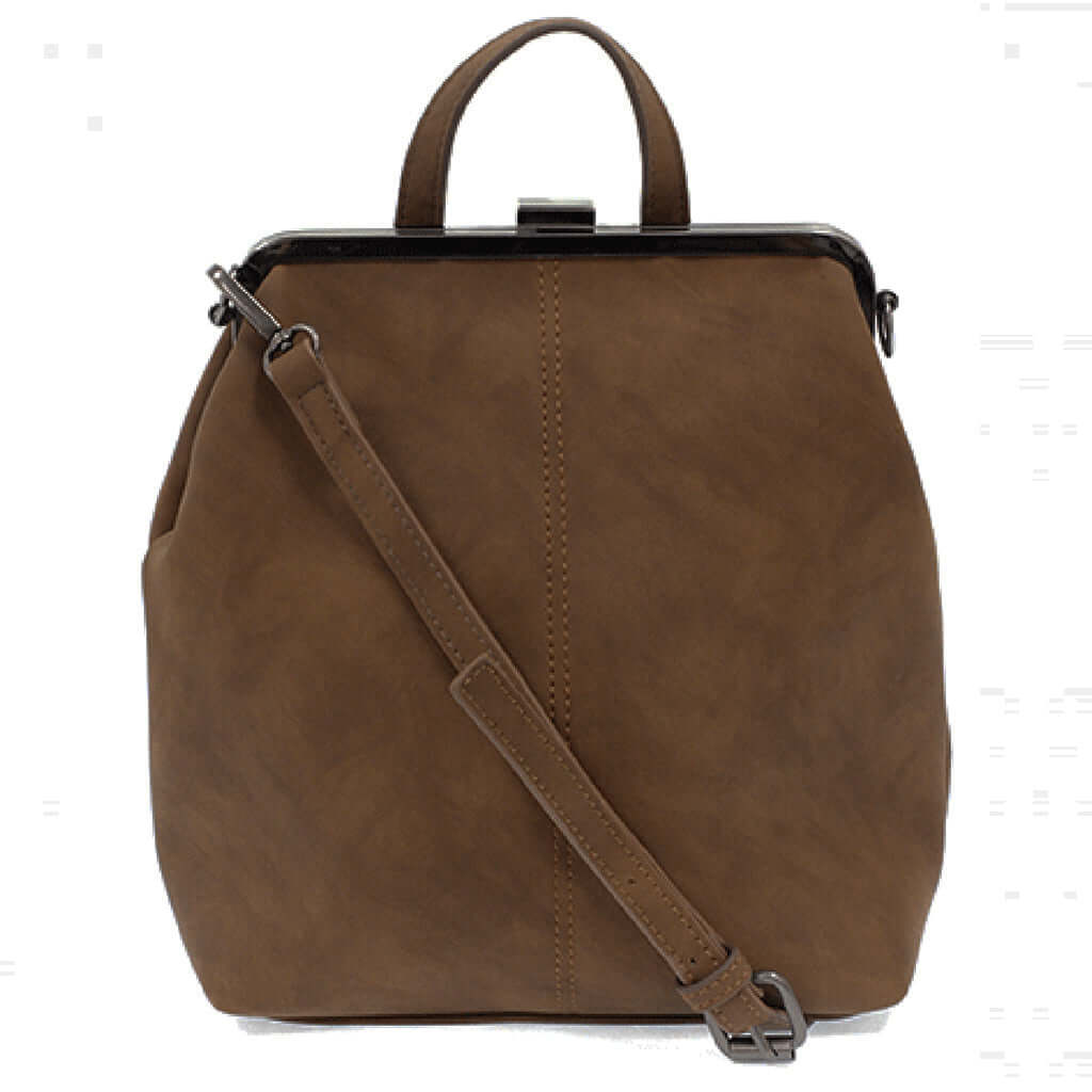 Phyllis Nubuck Frame Convertible Backpack - Chestnut