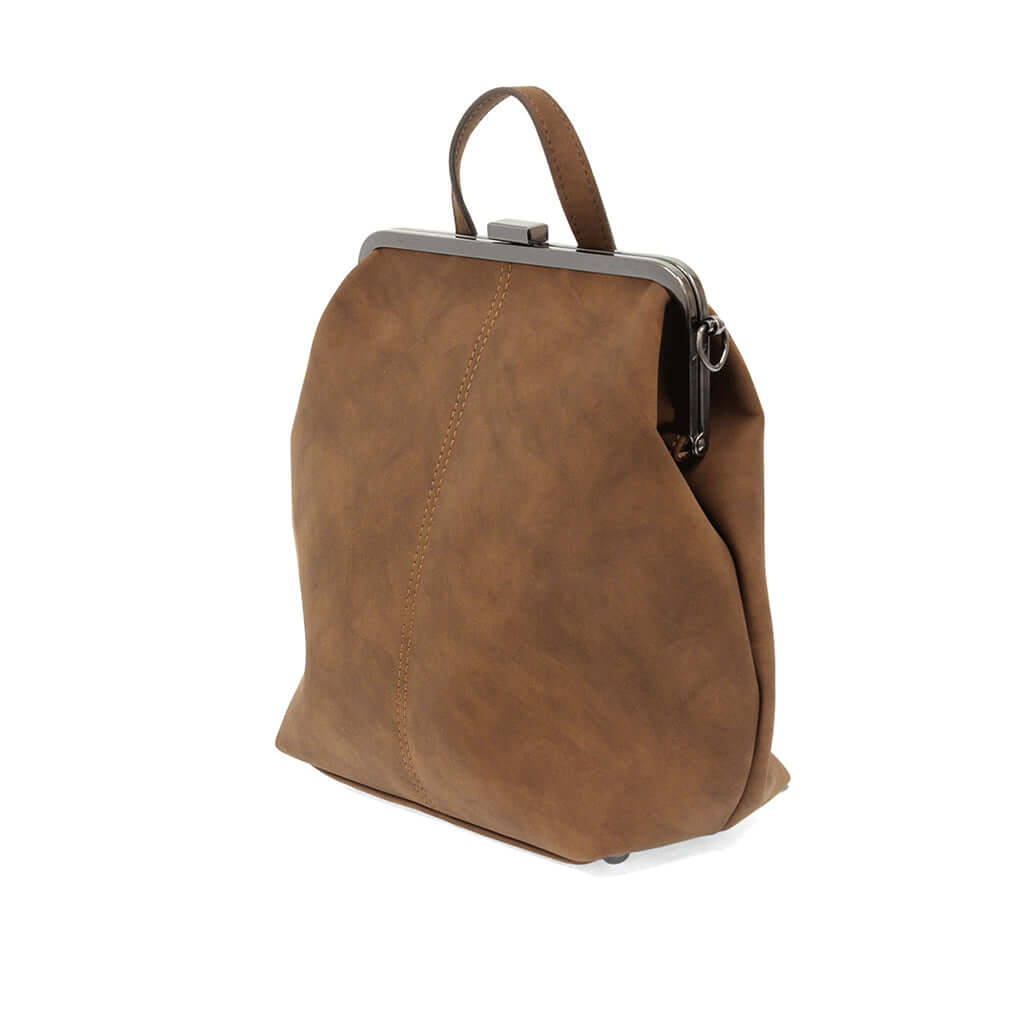Phyllis Nubuck Frame Convertible Backpack - Chestnut