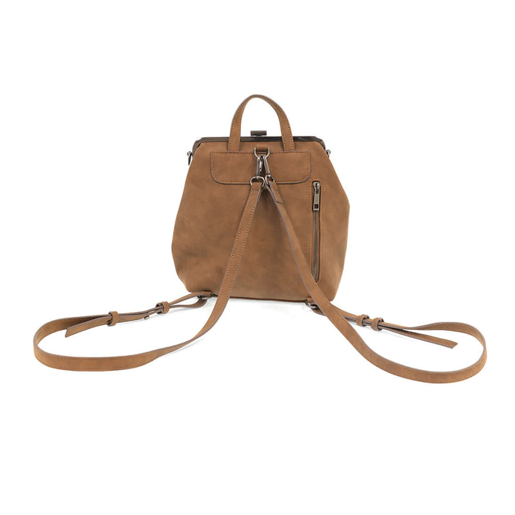 Phyllis Nubuck Frame Convertible Backpack - Chestnut