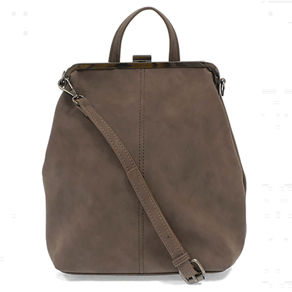 Phyllis Nubuck Frame Convertible Backpack - Chocolate