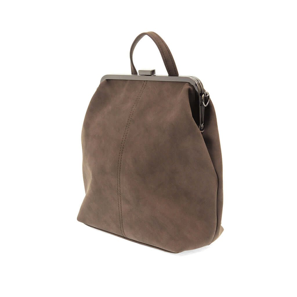 Phyllis Nubuck Frame Convertible Backpack - Chocolate