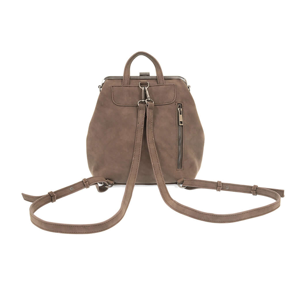 Phyllis Nubuck Frame Convertible Backpack - Chocolate
