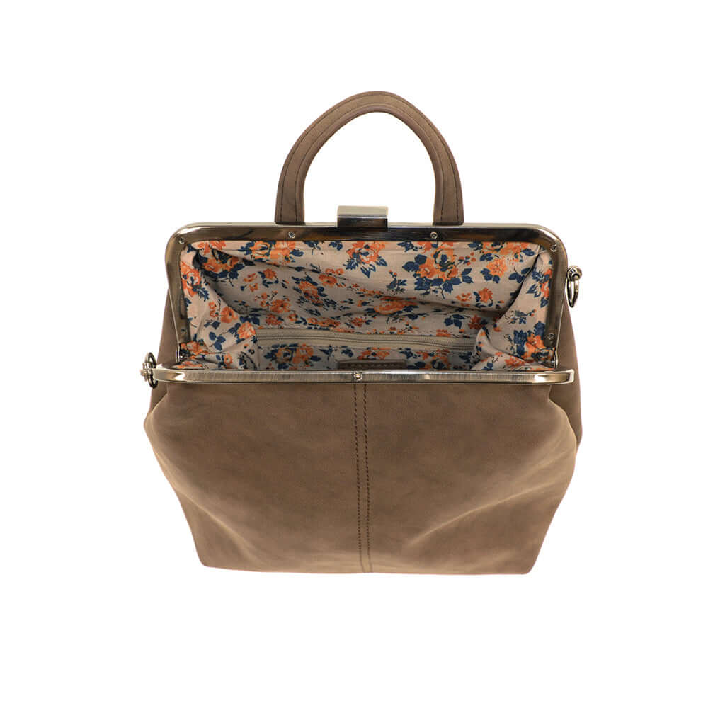 Phyllis Nubuck Frame Convertible Backpack - Chocolate