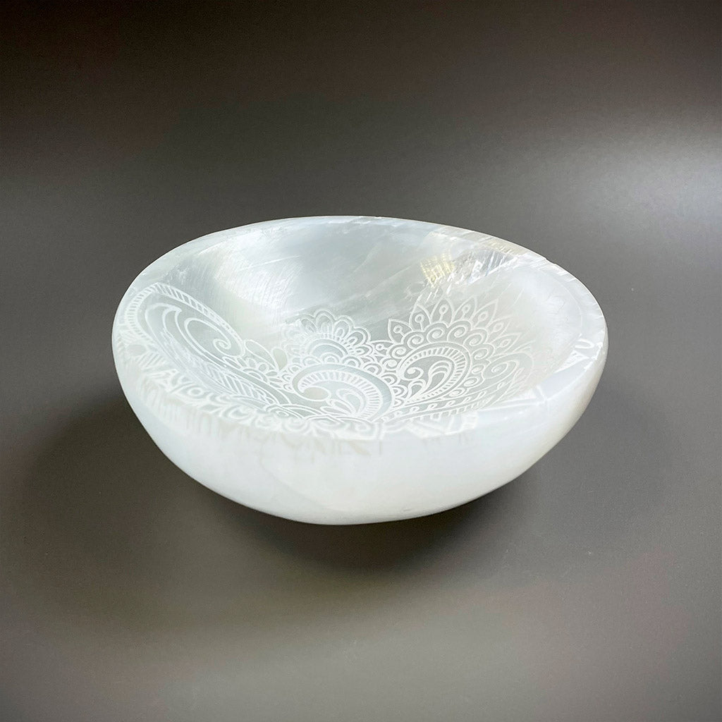 Selenite Offering Bowl - "Henna Prayer" 8cms-Live in the Light Naturally Ltd