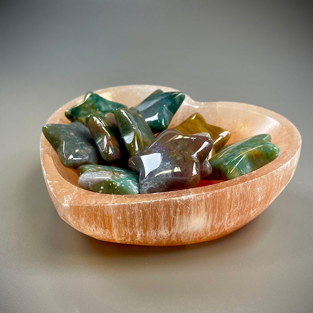 Peach Selenite Heart Charging Bowl