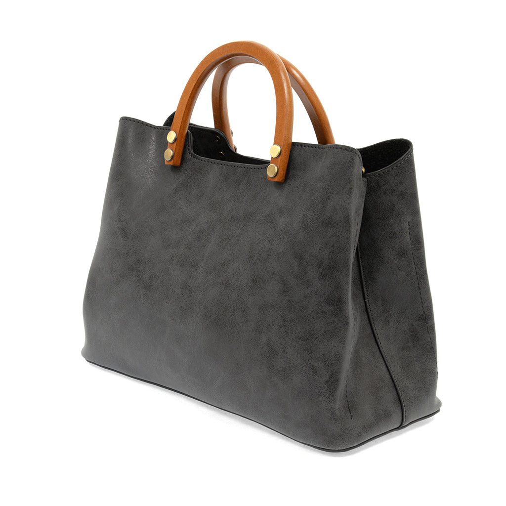 Angie Vintage Satchel - Black-Live in the Light Naturally Ltd