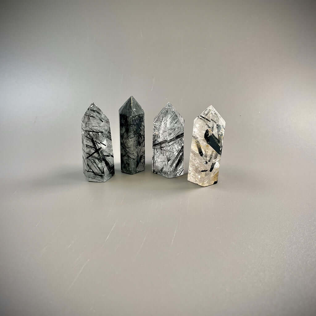 Terminated Black Tourmaline in Quartz Crystal Tower – Grounding & Protective Crystal
