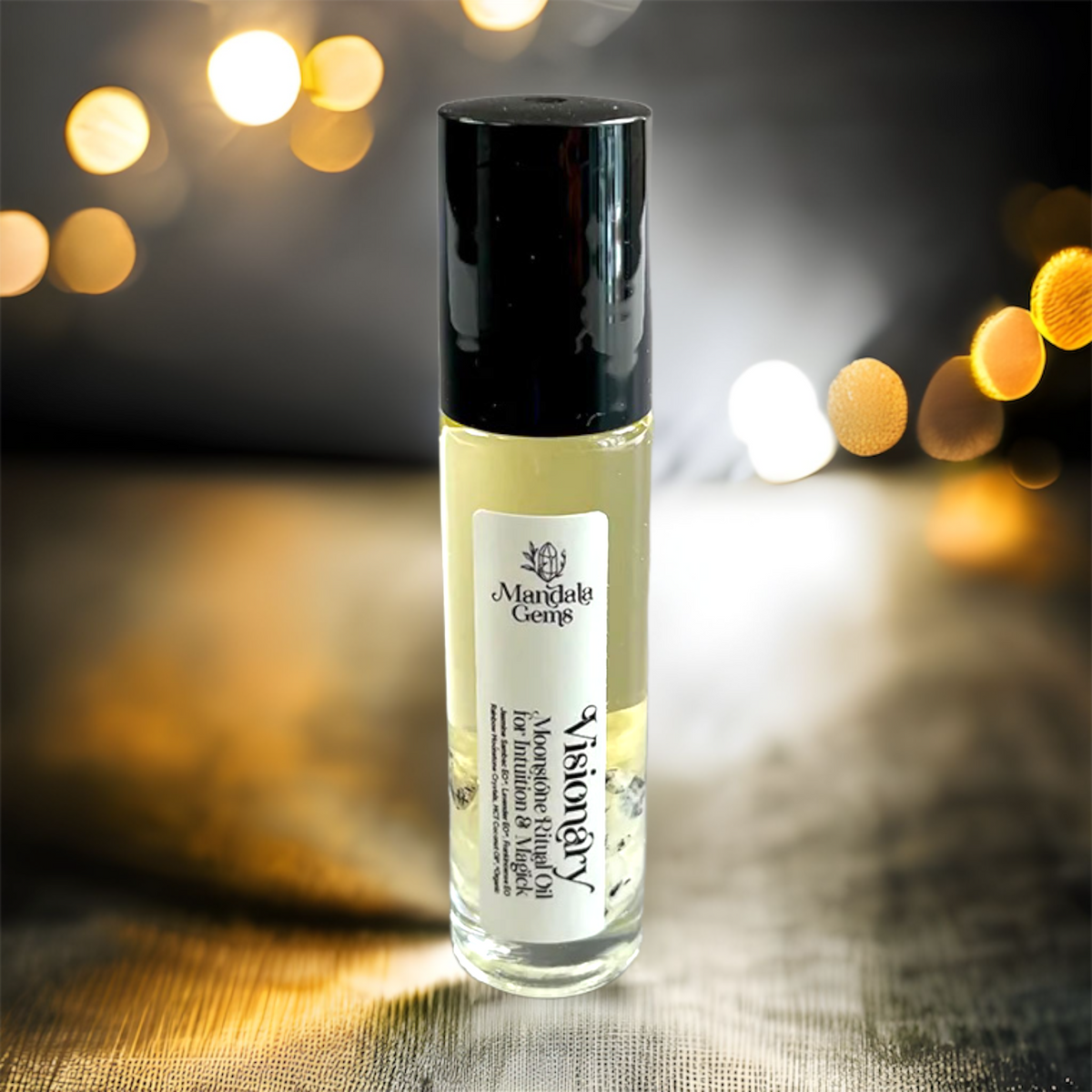 VISIONARY JASMINE Perfume Oil Roller with Rainbow MOONSTONE crystals