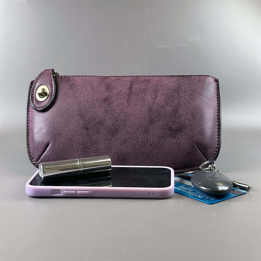 Vegan Clutch Bag Cross Body Wristlet - Aubergine