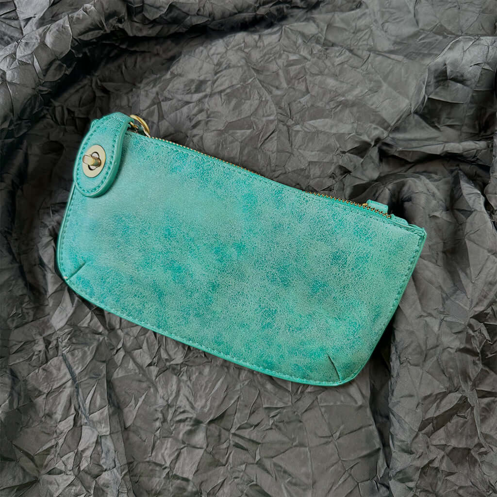 Vegan Clutch Bag Cross Body Wristlet - Pacific Blue